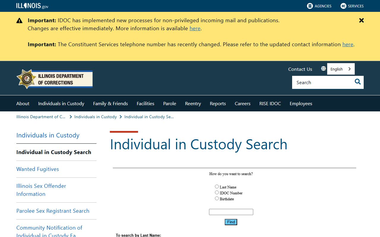 Illinois Department of Corrections inmate search for the sentenced Madison County inmate population