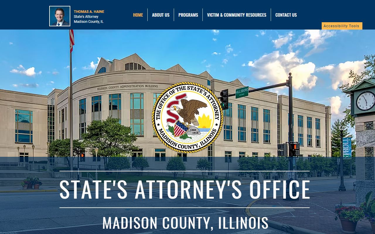 Madison County State's Attorney homepage, the office that files court records after a jail arrest